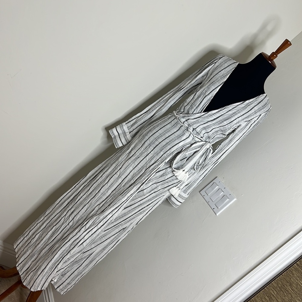 L*SPACE Tybee Black/White Stripe Maxi Wrap Dress XS - Picture 7 of 11
